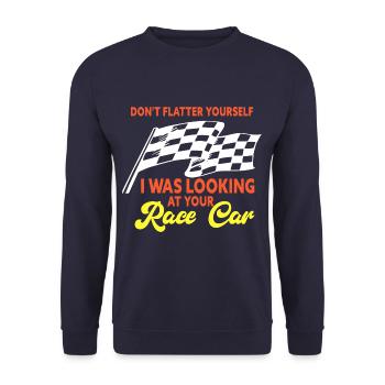 I Was Looking At Your Race Car Funny Dirt Track - Unisex Pullover - Navy - Vorne - Alina (178cm) & Michal (187cm)