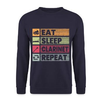Eat Sleep Clarinet Repeat Funny Clarinet Player - Unisex Pullover - Navy - Vorne - Alina (178cm) & Michal (187cm)