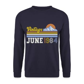 Original June 1984 Born 1984 40th Birthday 84 - Unisex Sweatshirt - navy - Front - Alina (178cm) & Michal (187cm)