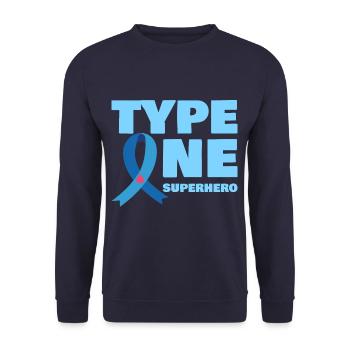 Type One Super-héros Sensibilisation au diabète DT1 - Sweat-shirt Unisexe - marine - Devant - Alina (178cm) & Michal (187cm)
