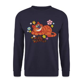 Alice Au Pays Des Merveilles Chat Cheshire Fleurs - Sweat-shirt Unisexe - marine - Devant - Alina (178cm) & Michal (187cm)