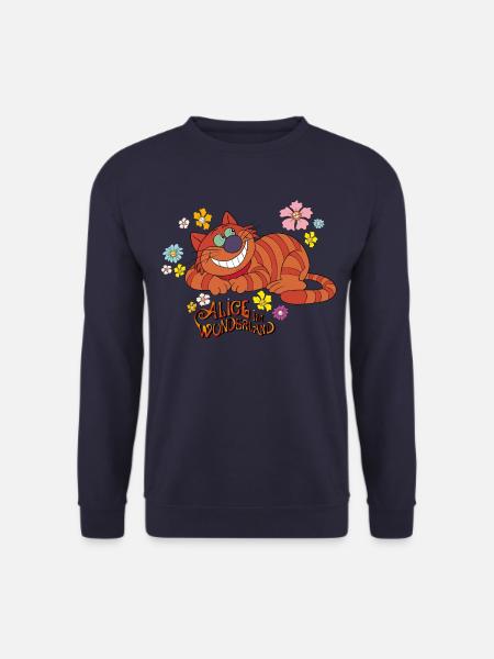 Alice Im Wunderland Grinsekatze Und Blumen - Unisex Pullover - Navy