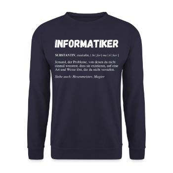 Informatiker Lustige Definition IT Nerd Geek - Unisex Pullover - Navy - Vorne - Alina (178cm) & Michal (187cm)