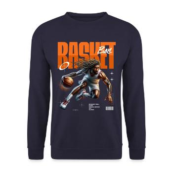 Basketball Dribbling - Unisex Sweatshirt - navy - Front - Alina (178cm) & Michal (187cm)