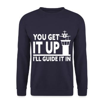 Air Traffic Control You Get It Up I'll Guide It In - Unisex Pullover - Navy - Vorne - Alina (178cm) & Michal (187cm)