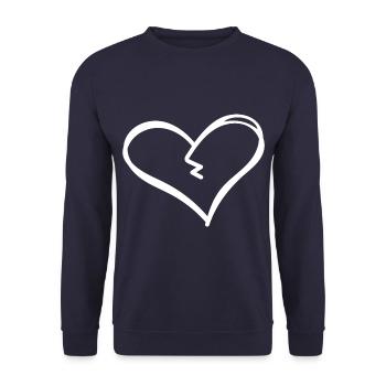 Gebrochenes Herz - Unisex Pullover - Navy - Vorne - Alina (178cm) & Michal (187cm)