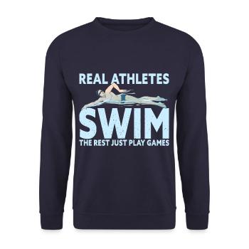 De vrais athlètes nagent drôle natation Swimer - Sweat-shirt Unisexe - marine - Devant - Alina (178cm) & Michal (187cm)