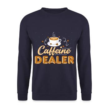 Caffeine Dealer Funny Barista Coffee Bar - Unisex Sweatshirt - navy - Front - Alina (178cm) & Michal (187cm)