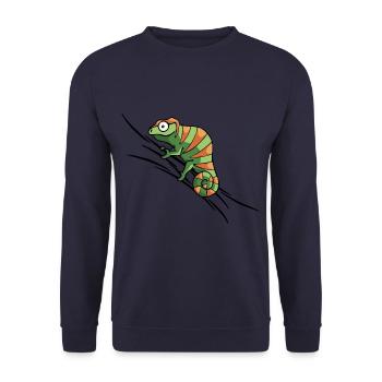 naughty chameleon climbing grin gift - Unisex Sweatshirt - navy - Front - Alina (178cm) & Michal (187cm)