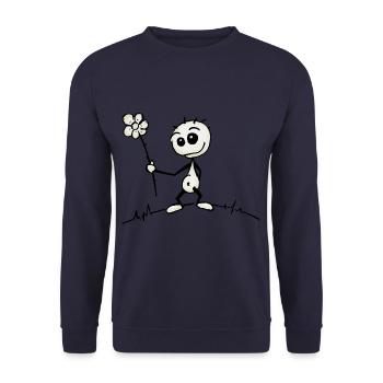 kleiner Frühling sommer Sonne Blume Kerl Geschenk - Unisex Pullover - Navy - Vorne - Alina (178cm) & Michal (187cm)