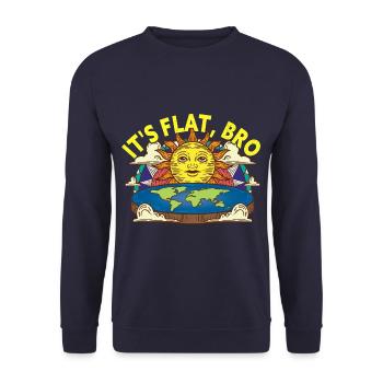 It's Flat Bro Flat Earth Society - Unisex Pullover - Navy - Vorne - Alina (178cm) & Michal (187cm)