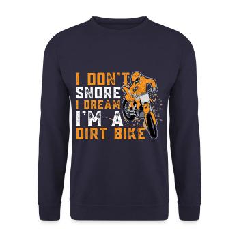 I Don't Snore I Dream I'm A Dirt Bike Funny - Unisex Pullover - Navy - Vorne - Alina (178cm) & Michal (187cm)