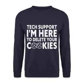 Tech Support I'm Here To Delete Your Cookies Funny - Unisex Sweatshirt - navy - Front - Alina (178cm) & Michal (187cm)