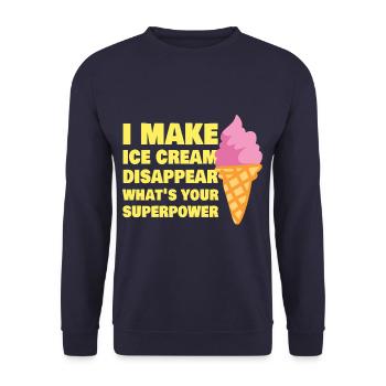 Je fais disparaître la crème glacée drôle Dessert à la crème glacée - Sweat-shirt Unisexe - marine - Devant - Alina (178cm) & Michal (187cm)