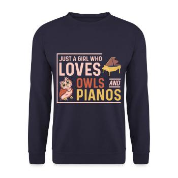 Just A Girl Who Loves Owls And Pianos - Unisex Sweatshirt - navy - Front - Alina (178cm) & Michal (187cm)