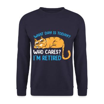 Funny Retirement Lazy What Day Is Today - Unisex Sweatshirt - navy - Front - Alina (178cm) & Michal (187cm)