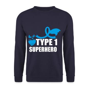 Sensibilisation au diabète de superhéros de type un DT1 - Sweat-shirt Unisexe - marine - Devant - Alina (178cm) & Michal (187cm)