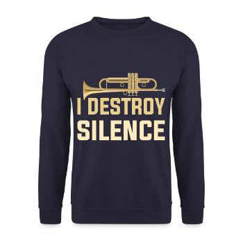 I Destroy Silence Funny Trombone Player Marching - Unisex Sweatshirt - navy - Front - Alina (178cm) & Michal (187cm)