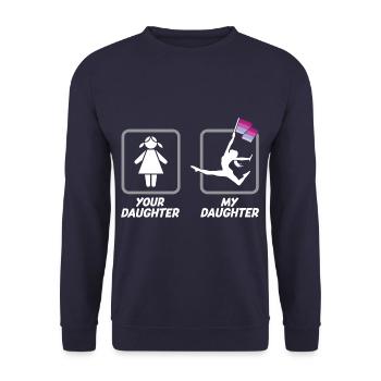 Color Guard Mother Funny Flag Flipping Daughter - Unisex Sweatshirt - navy - Front - Alina (178cm) & Michal (187cm)
