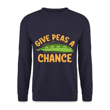 Give Peas A Chance Funny Veggie Veganism Food - Unisex Pullover - Navy - Vorne - Alina (178cm) & Michal (187cm)