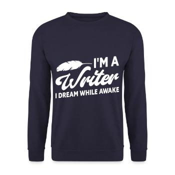 I'm a Writer I Dream While Awake Writer Author - Unisex Pullover - Navy - Vorne - Alina (178cm) & Michal (187cm)