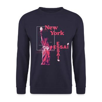 New York City, Essai - Sweat-shirt Unisexe - marine - Devant - Alina (178cm) & Michal (187cm)
