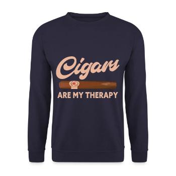 Cigars Are My Therapy Funng Cigar Smoker - Unisex Pullover - Navy - Vorne - Alina (178cm) & Michal (187cm)