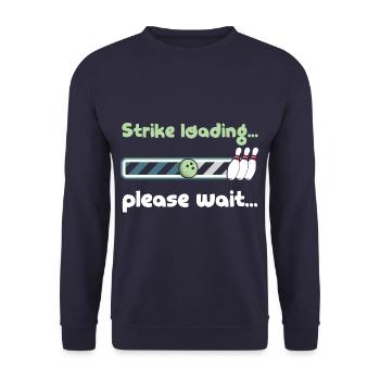 Strike Loading Please Wait - Funny Bowling Saying - Unisex Pullover - Navy - Vorne - Alina (178cm) & Michal (187cm)