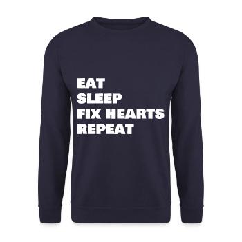 Manger Sleep Fix Hearts Repeart Drôle de cardiologie - Sweat-shirt Unisexe - marine - Devant - Alina (178cm) & Michal (187cm)