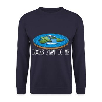 Looks Flat To Me Flat Earth Society Flache Erde - Unisex Sweatshirt - navy - Front - Alina (178cm) & Michal (187cm)