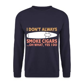 I Don't Always Smoke Cigars Funny Cigar Smoker - Unisex Pullover - Navy - Vorne - Alina (178cm) & Michal (187cm)
