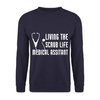 Living The Scrub Life Medical Assistant Nurse - Unisex Sweatshirt - navy - Front - Alina (178cm) & Michal (187cm)