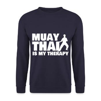 Muay Thai Is My Therapy - Unisex Pullover - Navy - Vorne - Alina (178cm) & Michal (187cm)