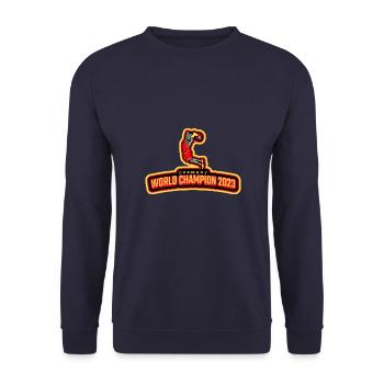 Basketball Tshirt World Champion Gift 2023 Dunk - Unisex Sweatshirt - navy - Front - Alina (178cm) & Michal (187cm)