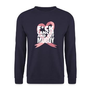 F*ck cancer Muddy run shirt - Unisex Pullover - Navy - Vorne - Alina (178cm) & Michal (187cm)