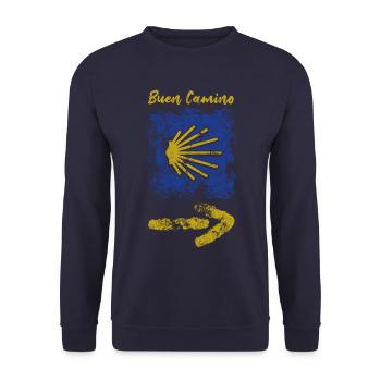 Buen Camino - Jakobsweg - Pilgertour - Santiago - Unisex Pullover - Navy - Vorne - Alina (178cm) & Michal (187cm)