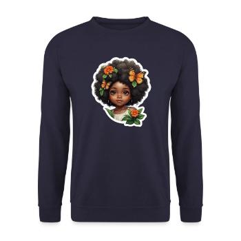 Natürliche African Beauty Illustration - Unisex Pullover - Navy - Vorne - Alina (178cm) & Michal (187cm)