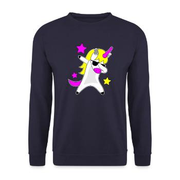 T-shirt dabbing cool unicorn gift idea - Sweat-shirt Unisexe - marine - Devant - Alina (178cm) & Michal (187cm)
