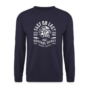vintage retro race rider - Unisex Sweatshirt - navy - Front - Alina (178cm) & Michal (187cm)
