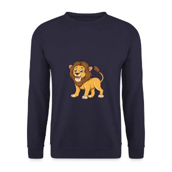 Safari d'illustration de dessin animé de lion sauvage - Sweat-shirt Unisexe - marine - Devant - Alina (178cm) & Michal (187cm)