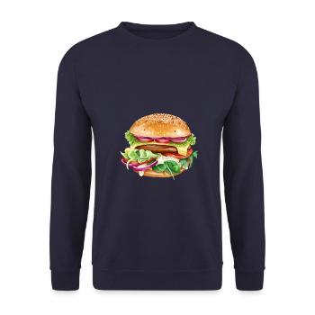 Vinaigrette triple fromage burger juteux - Sweat-shirt Unisexe - marine - Devant - Alina (178cm) & Michal (187cm)