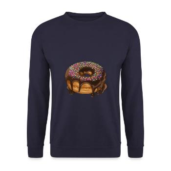Donut Schoko mit Streusel Gebäck Illustration - Unisex Pullover - Navy - Vorne - Alina (178cm) & Michal (187cm)