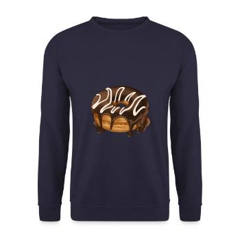 Donut mit Glasur Gebäck Illustration - Unisex Pullover - Navy - Vorne - Alina (178cm) & Michal (187cm)