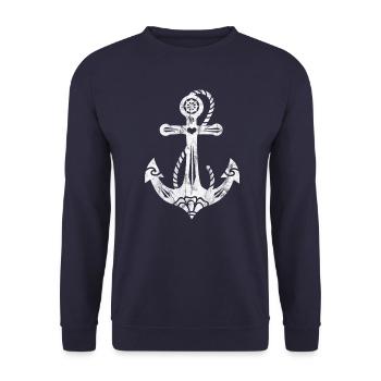 Ancre symbole espérance, foi, amour, liberté - Sweat-shirt Unisexe - marine - Devant - Alina (178cm) & Michal (187cm)