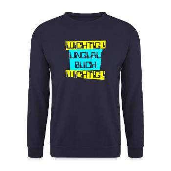 wichtig unglaublich wichtig hell - Unisex Pullover - Navy - Vorne - Alina (178cm) & Michal (187cm)