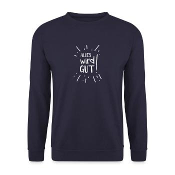 Alles wird gut! - Unisex Pullover - Navy - Vorne - Alina (178cm) & Michal (187cm)