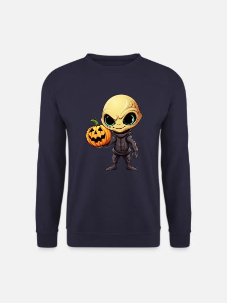Alien d’Halloween avec citrouille - Sweat-shirt Unisexe - marine