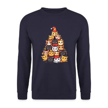 Katzen im Weihnachtszauber - Perfekt für - Unisex Pullover - Navy - Vorne - Alina (178cm) & Michal (187cm)