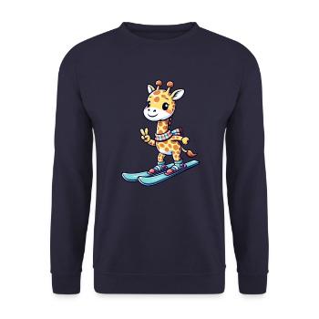 Girafe Ski Skieur Vacances De Ski Hiver Sports D’hiver - Sweat-shirt Unisexe - marine - Devant - Alina (178cm) & Michal (187cm)