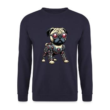 Chien Carlin Robot Cyborg Mécanique - Sweat-shirt Unisexe - marine - Devant - Alina (178cm) & Michal (187cm)